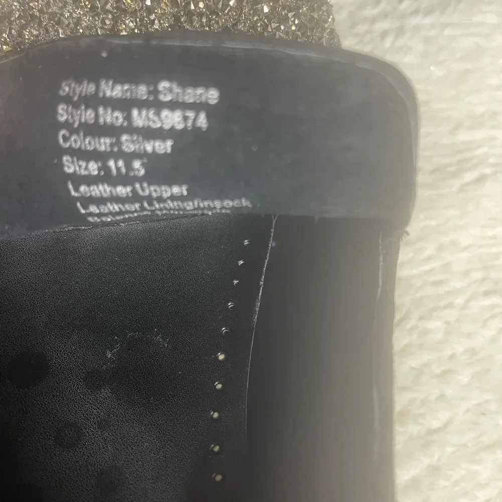 Moretti Black lane is leather black Men's Glitter Loafers suede trims SZ11.5